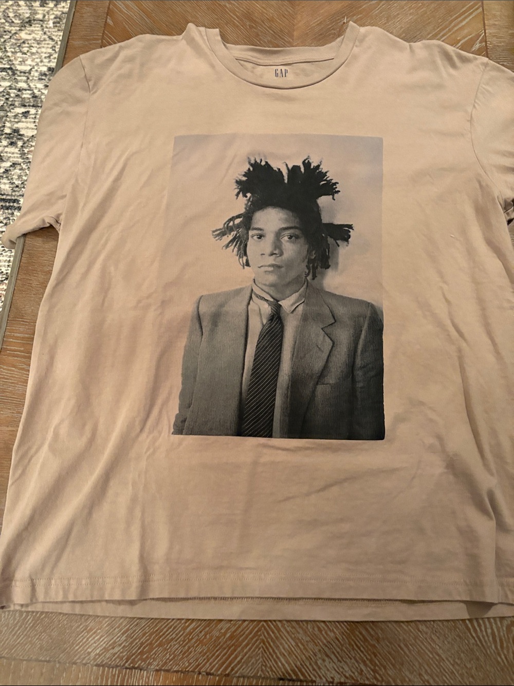 GAP Beige Short-Sleeve Tee with Monochrome Portrait not worn